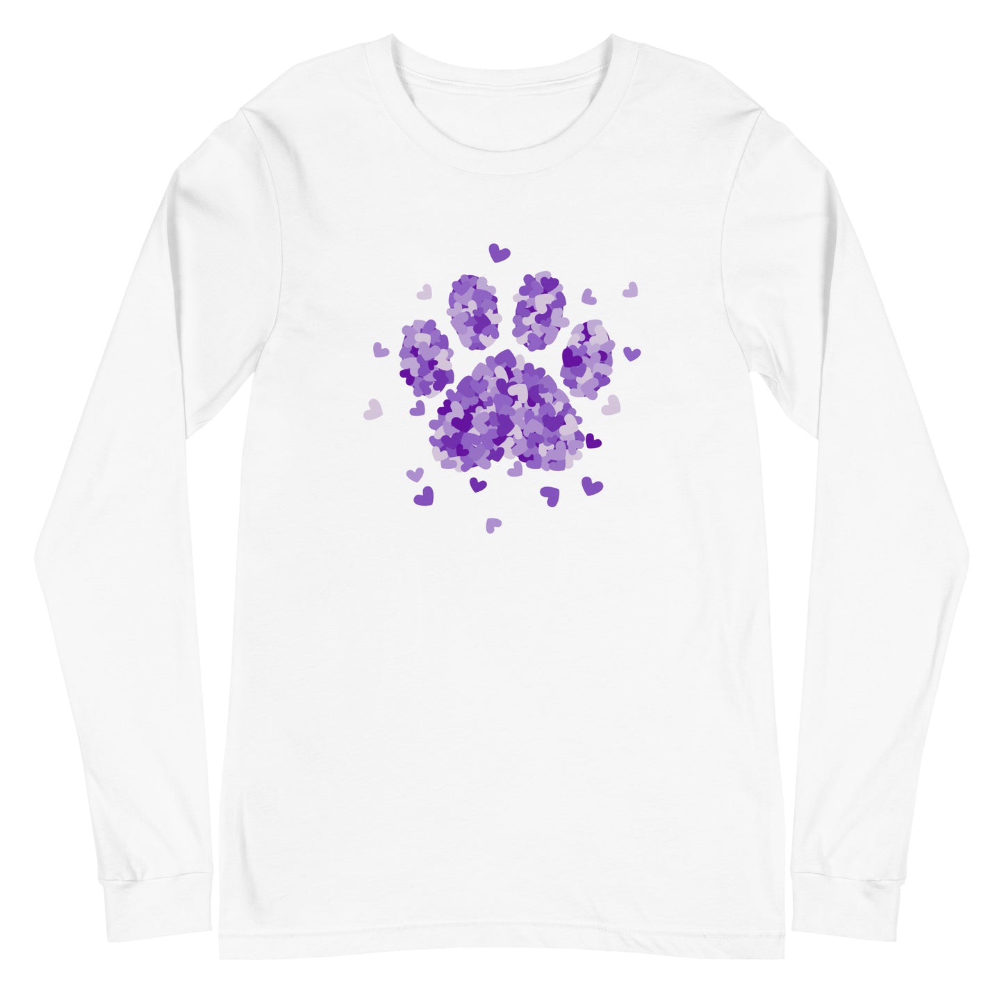 Purple Paw Print of Hearts Long Sleeve Tee