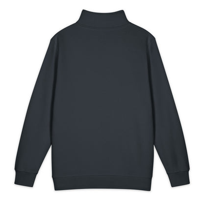 Back of a navy sweatshirt on a white background