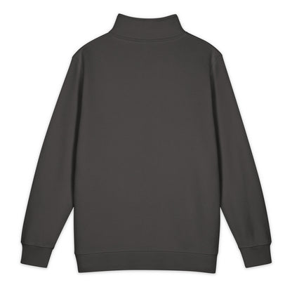 Back of a dark gray sweatshirt on a white background