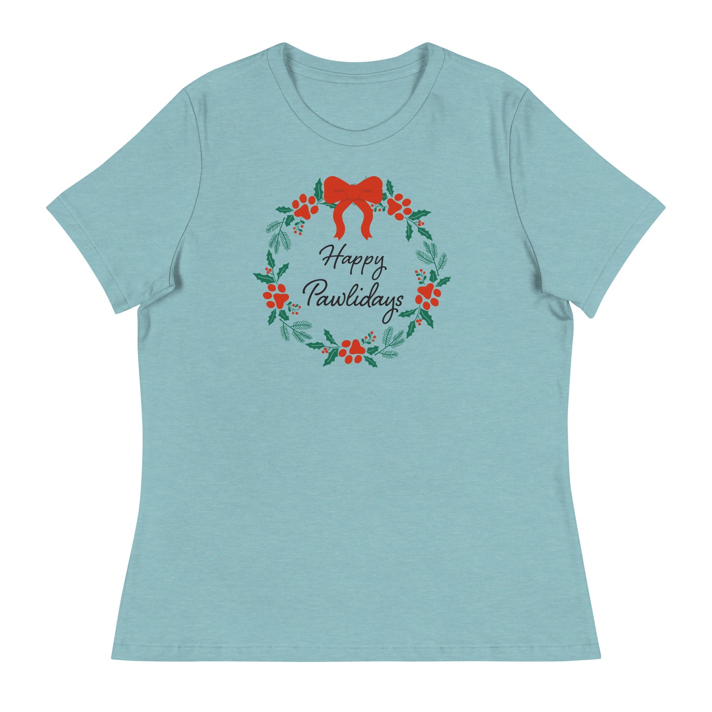 Happy Pawlidays Wreath Women's Relaxed T-Shirt