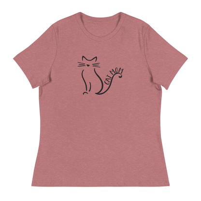 Cat Mom Outlined Women's Relaxed T-Shirt