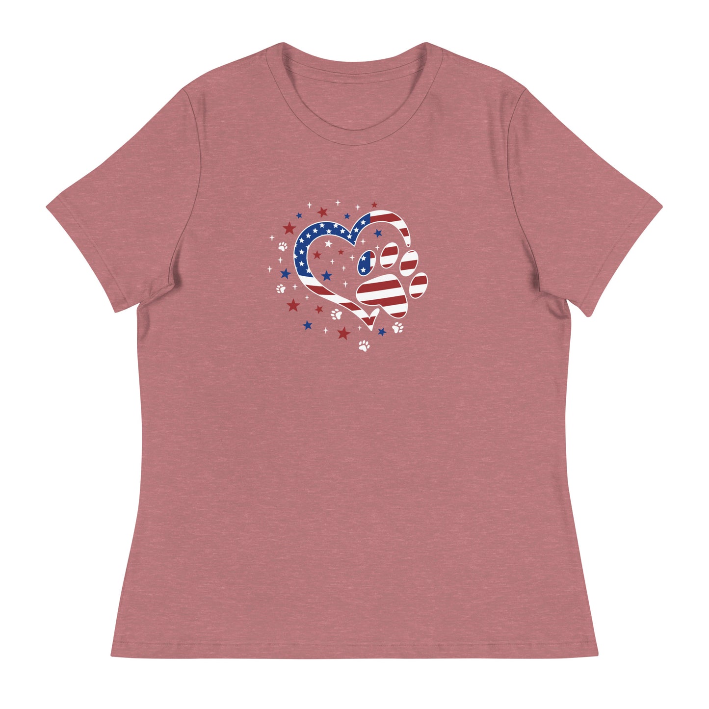 Star Spangled Paw Print Love Women's Relaxed T-Shirt