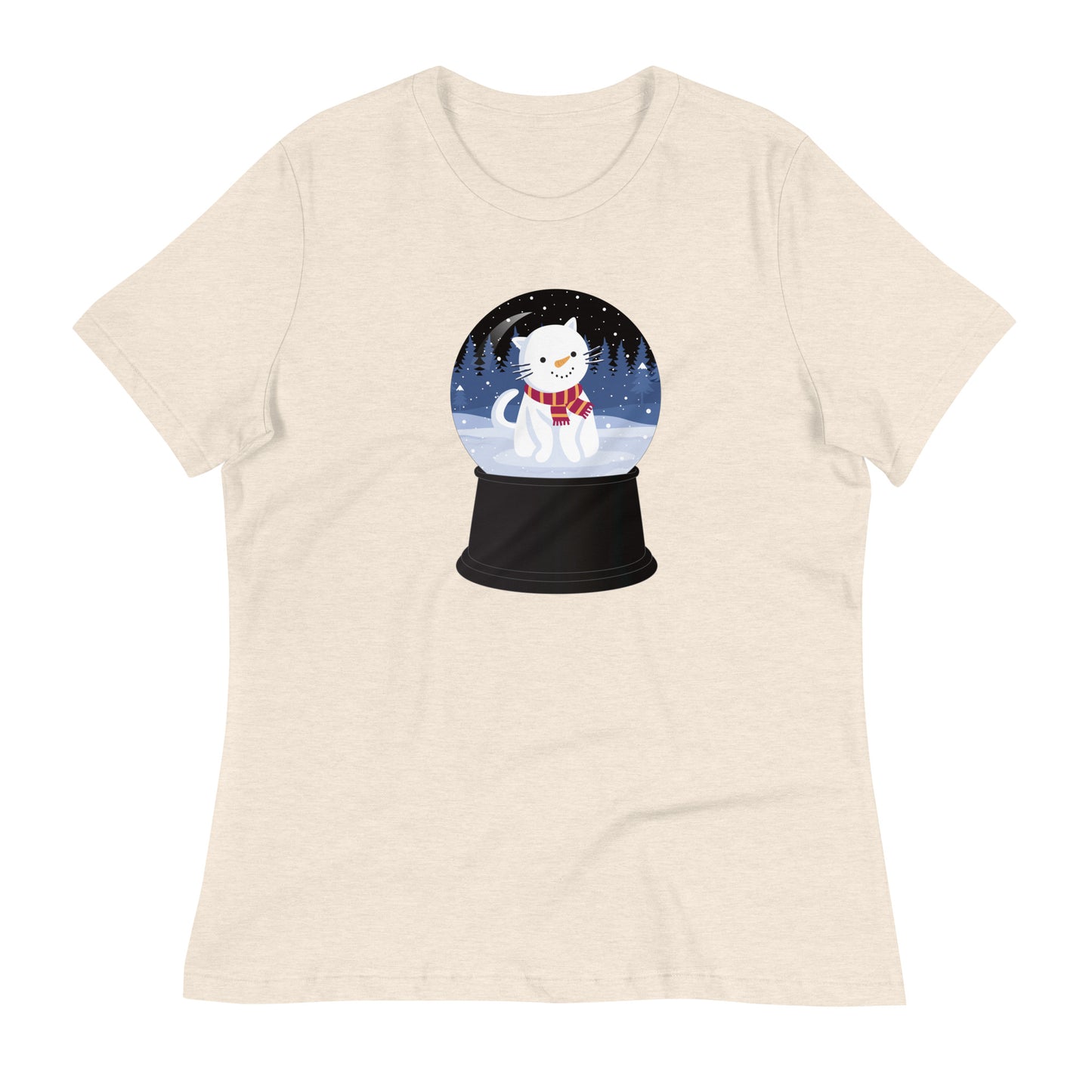 Snowman Kitty Snow Globe Women's Relaxed T-Shirt