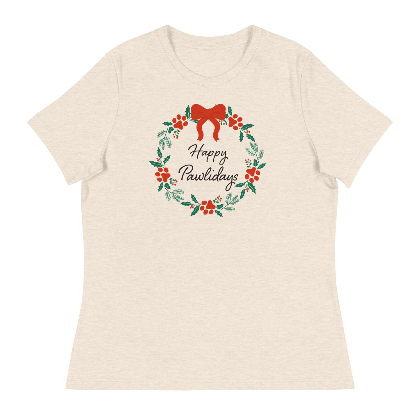 Happy Pawlidays Wreath Women's Relaxed T-Shirt