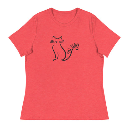 Cat Mom Outlined Women's Relaxed T-Shirt