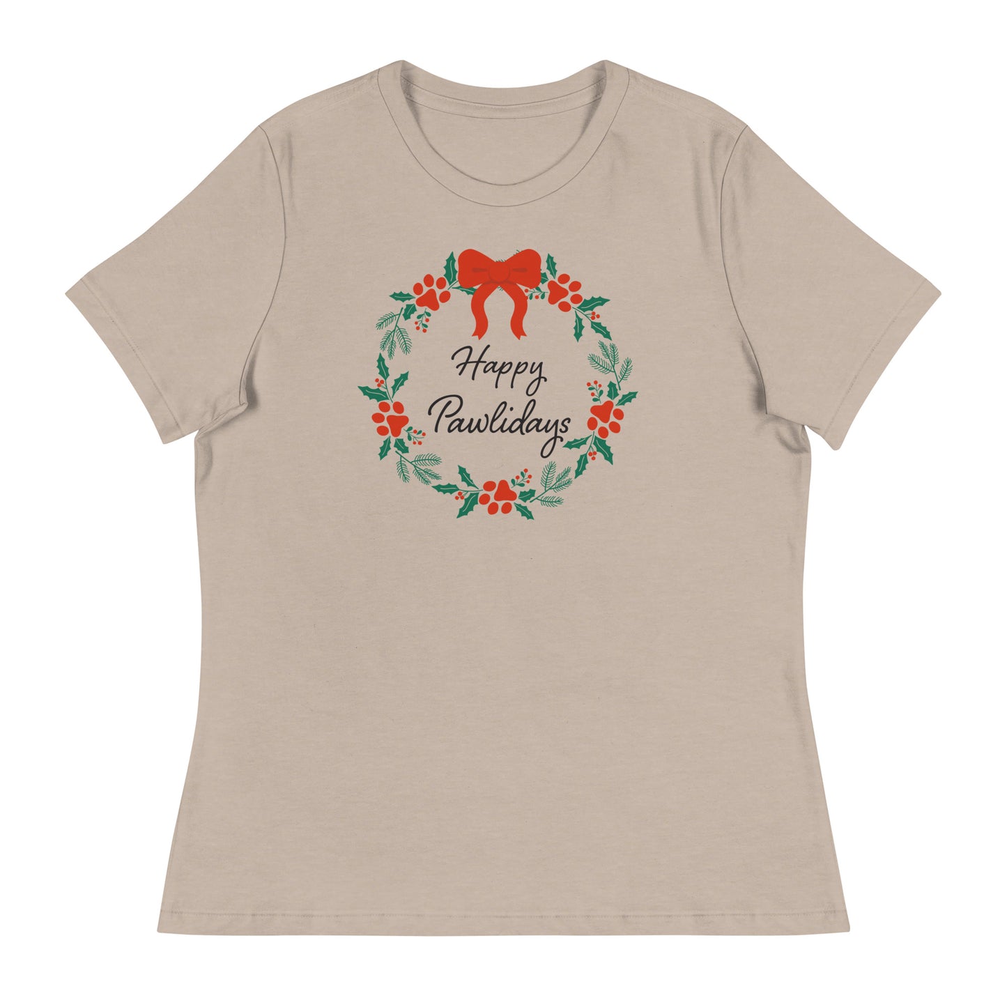 Happy Pawlidays Wreath Women's Relaxed T-Shirt