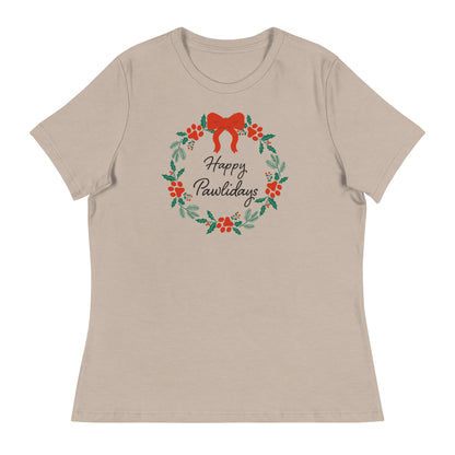 Happy Pawlidays Wreath Women's Relaxed T-Shirt