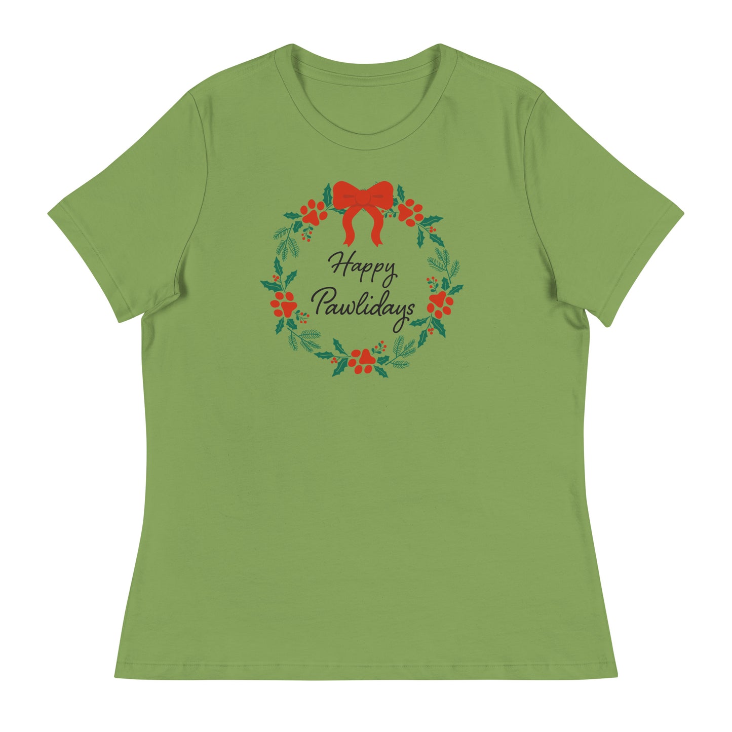 Happy Pawlidays Wreath Women's Relaxed T-Shirt