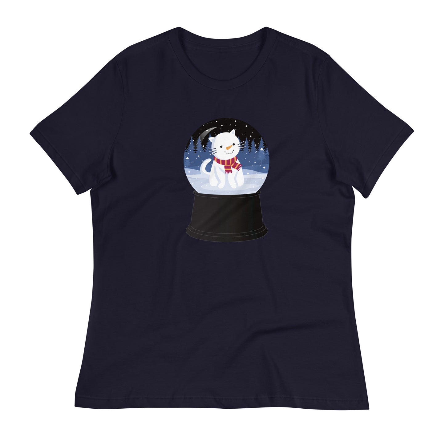 Snowman Kitty Snow Globe Women's Relaxed T-Shirt