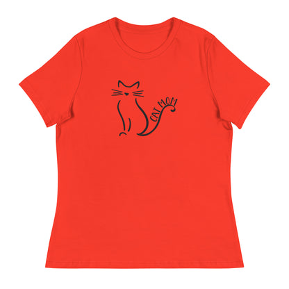 Cat Mom Outlined Women's Relaxed T-Shirt