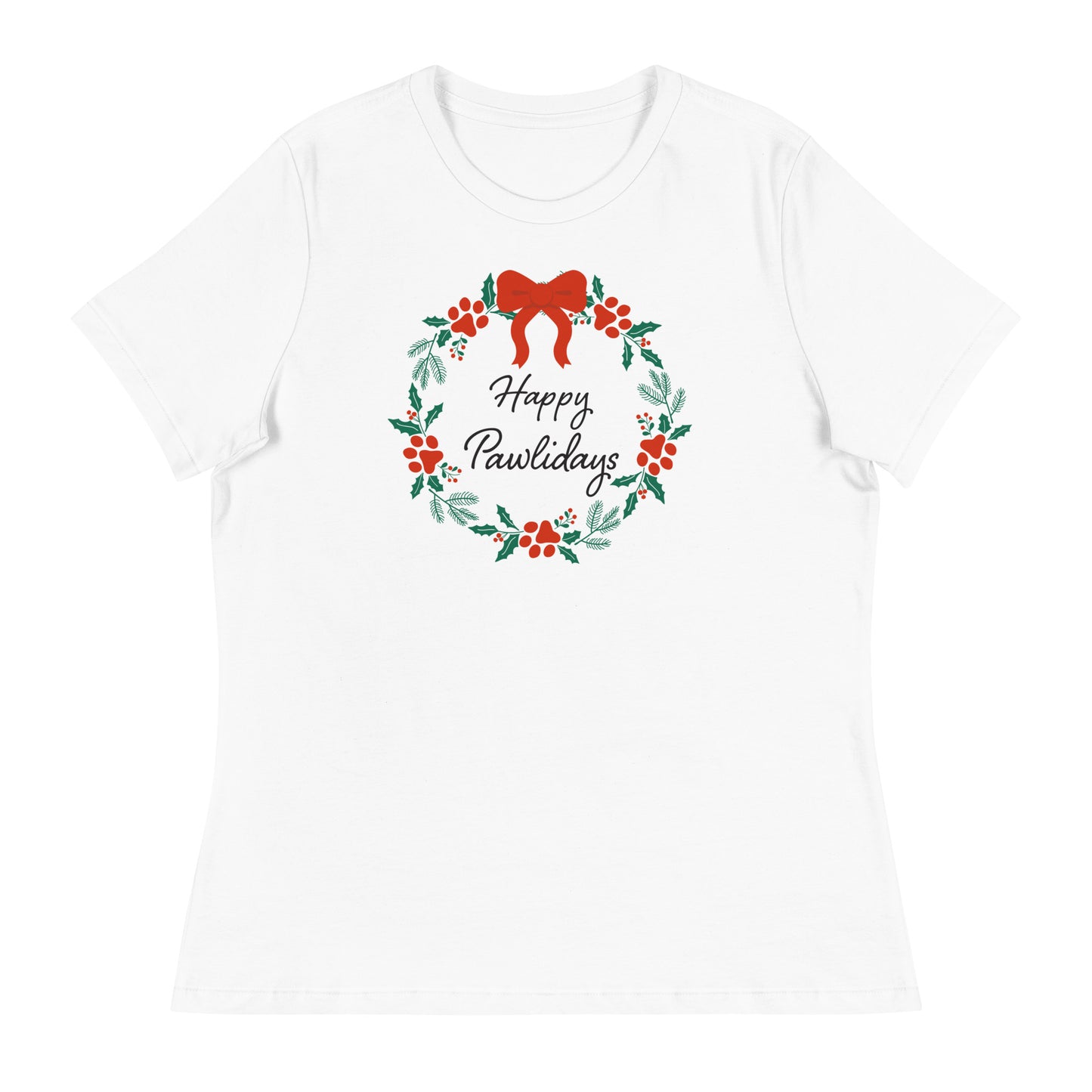 Happy Pawlidays Wreath Women's Relaxed T-Shirt