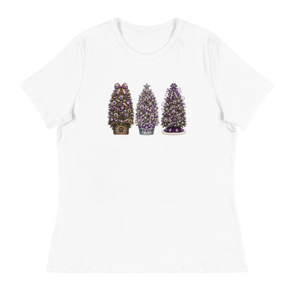 Purple Paw Christmas Trees Women's Relaxed T-Shirt