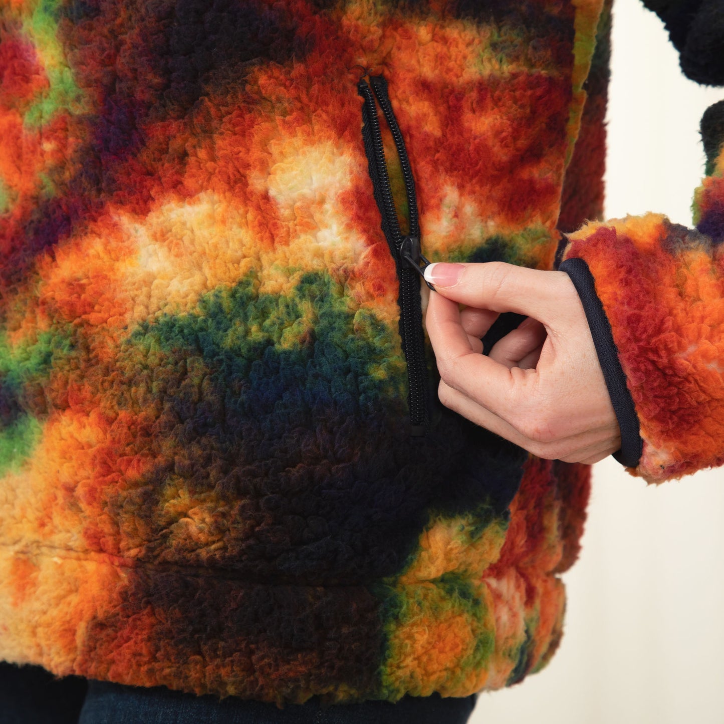 Rainbow Tie-Dye Plush Sherpa Fleece Jacket