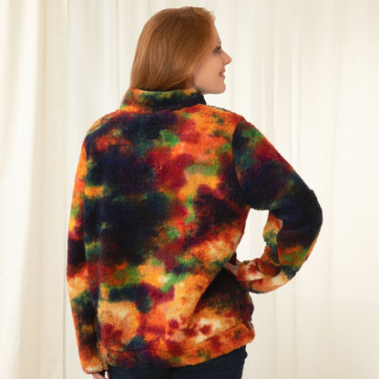 Rainbow Tie-Dye Plush Sherpa Fleece Jacket