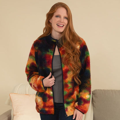 Rainbow Tie-Dye Plush Sherpa Fleece Jacket