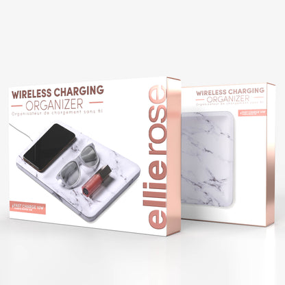 White Marble Wireless Charging Organizer