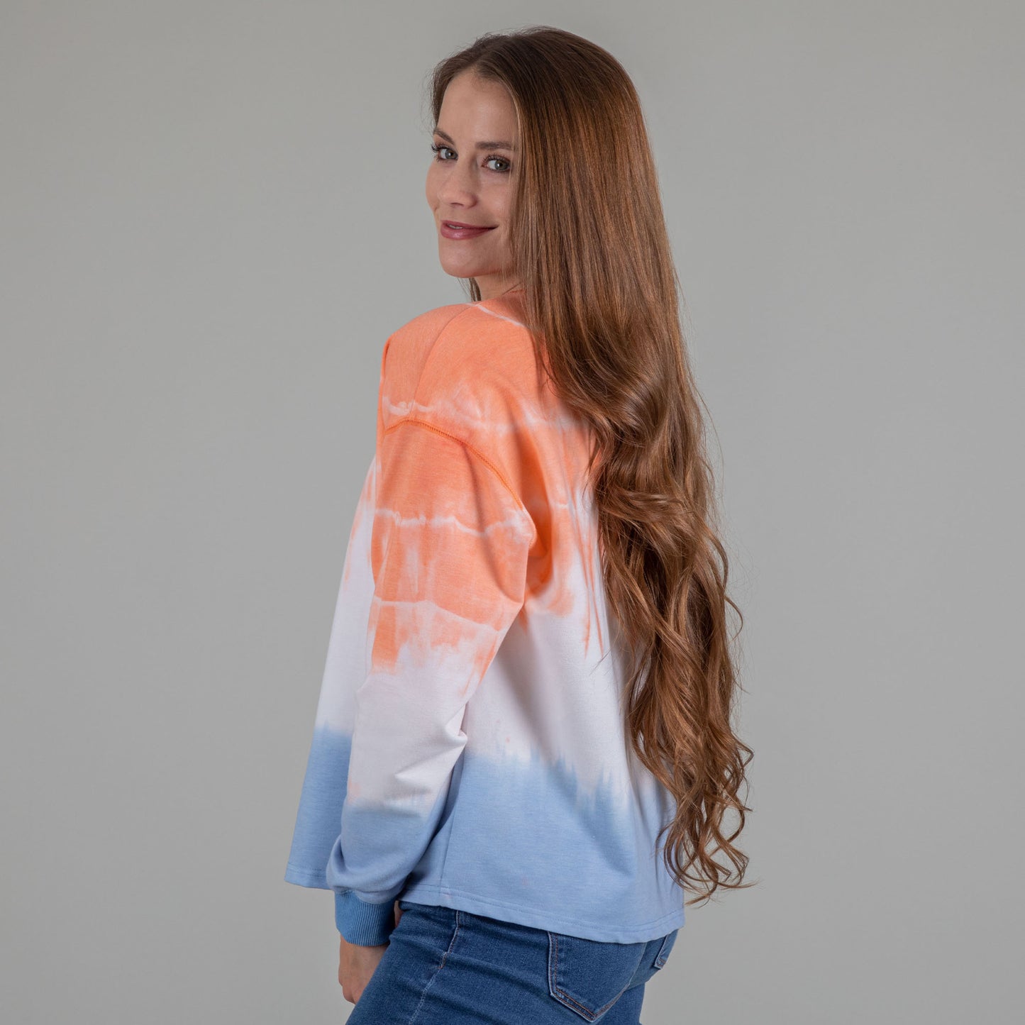 Dip-Dye Long Sleeve Knit Top