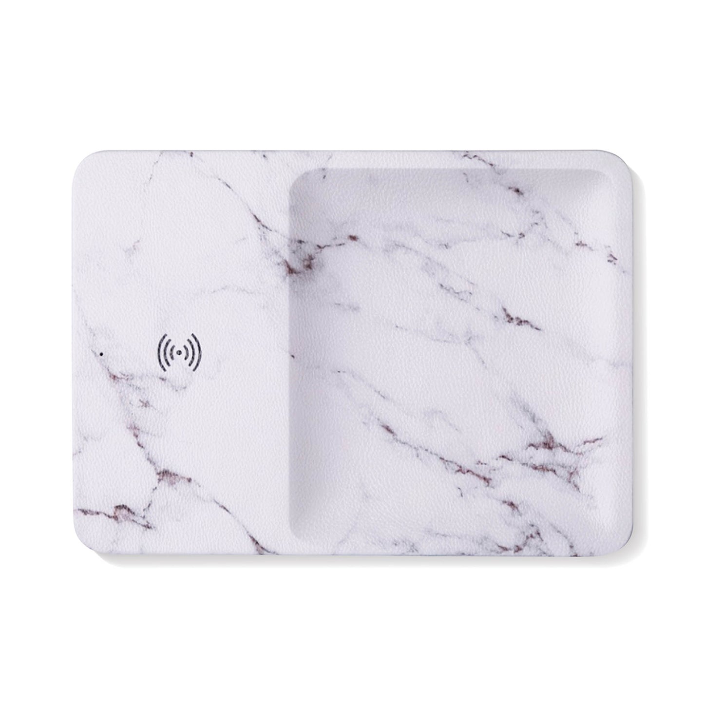 White Marble Wireless Charging Organizer