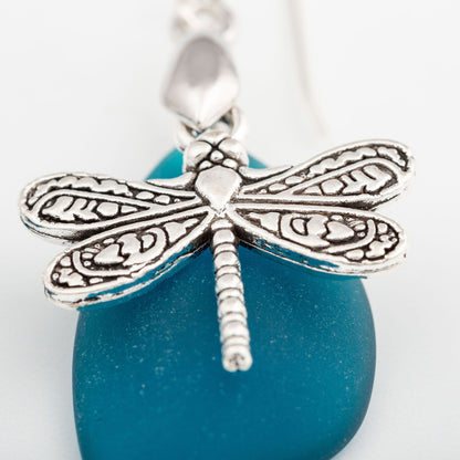 Dragonfly Sea Glass Earrings