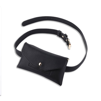 Black Faux Snakeskin Belt Bag