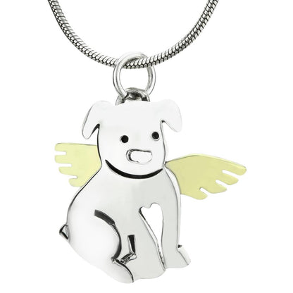 Angel Dog Brass & Sterling Necklace