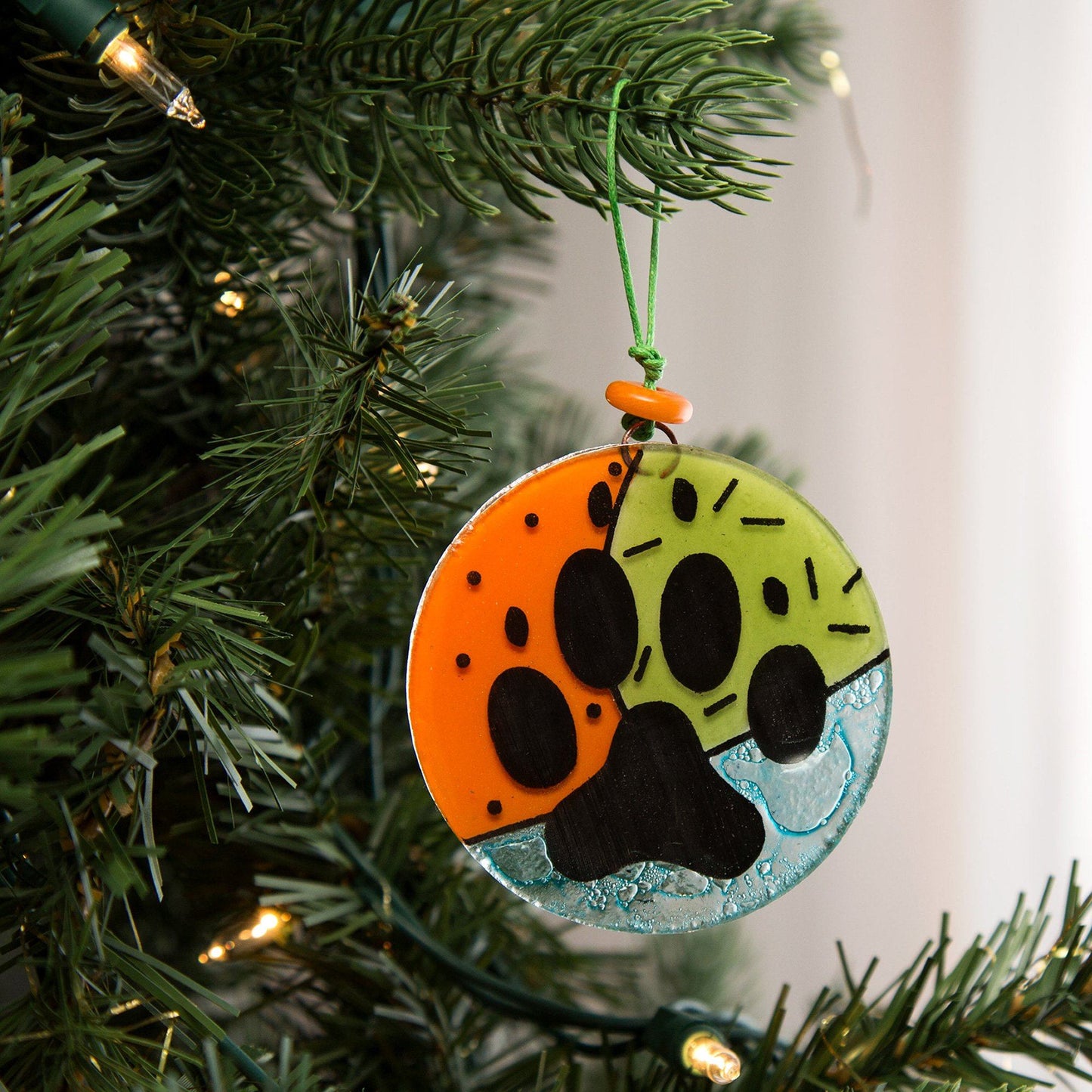 Paw Print Recycled Glass Ornament