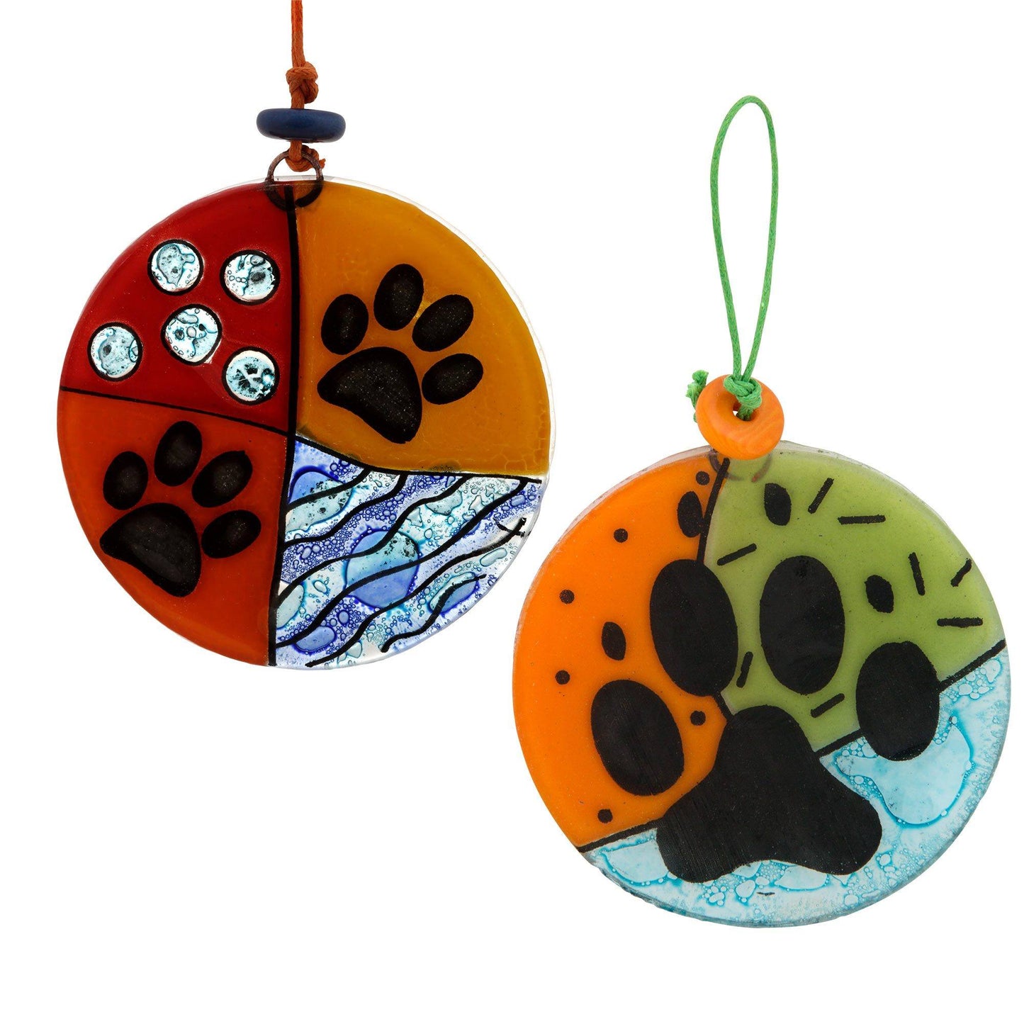 Paw Print Recycled Glass Ornament