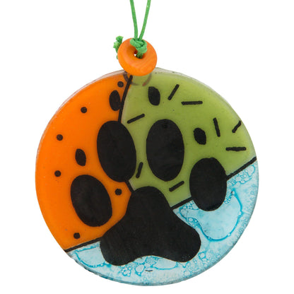 Paw Print Recycled Glass Ornament