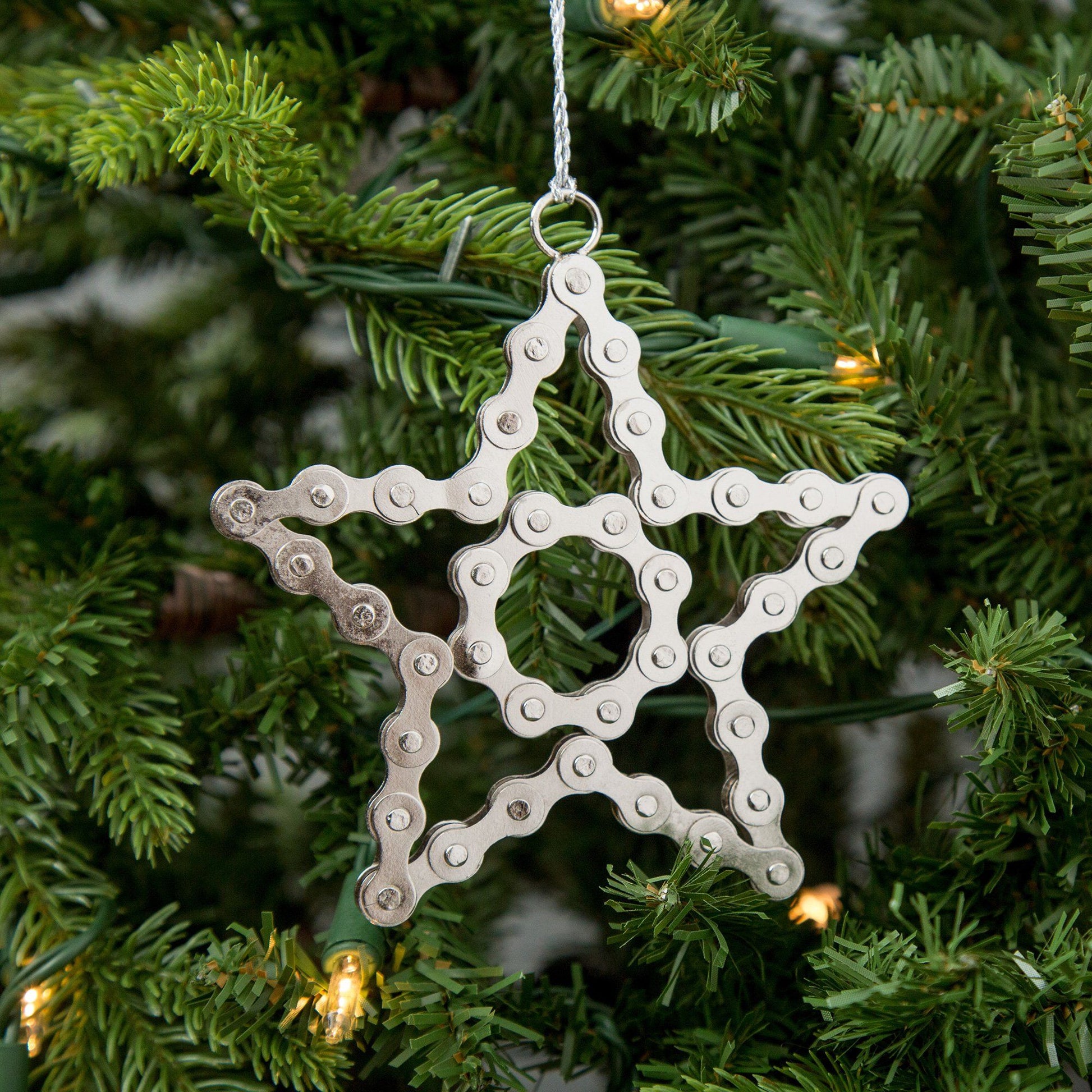 Recycled Bicycle Chain Star Ornament