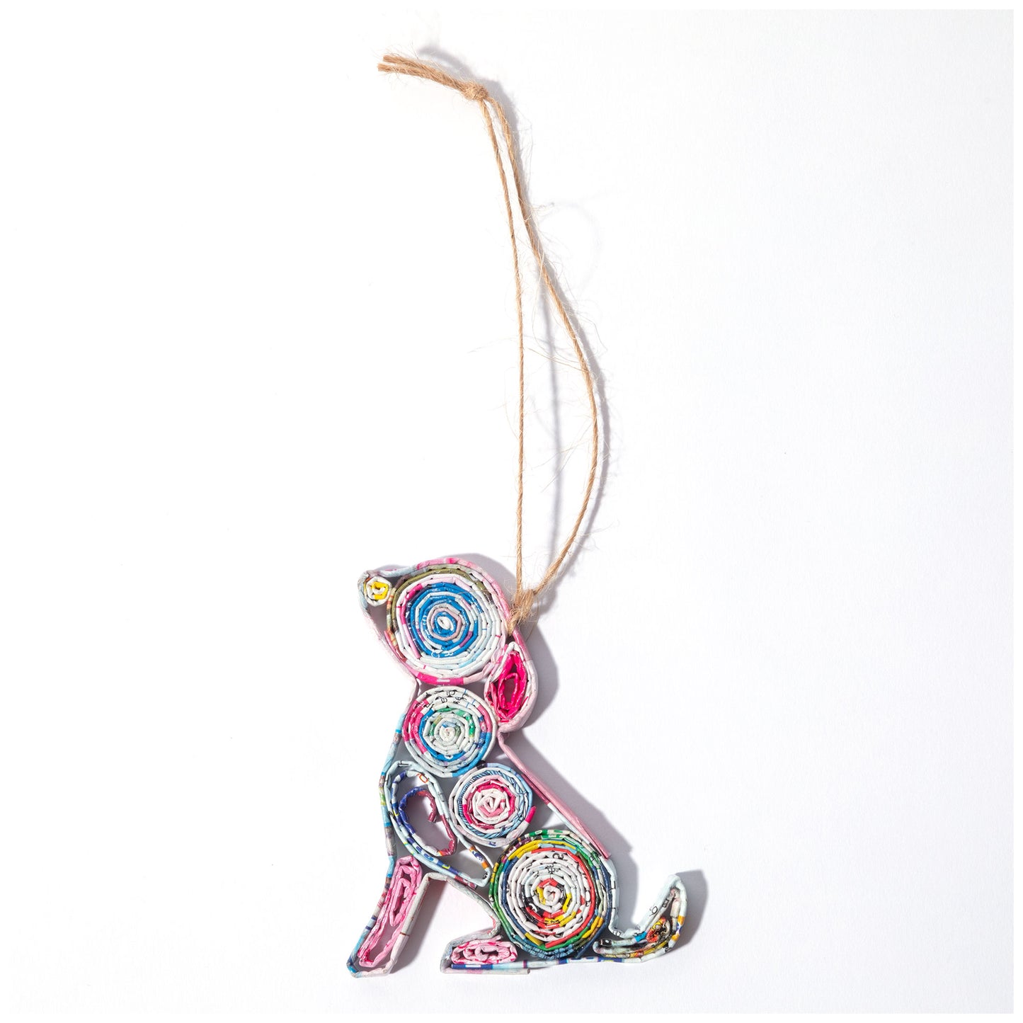 Recycled Magazine Furry Friend Ornament | Handmade, Fair Trade