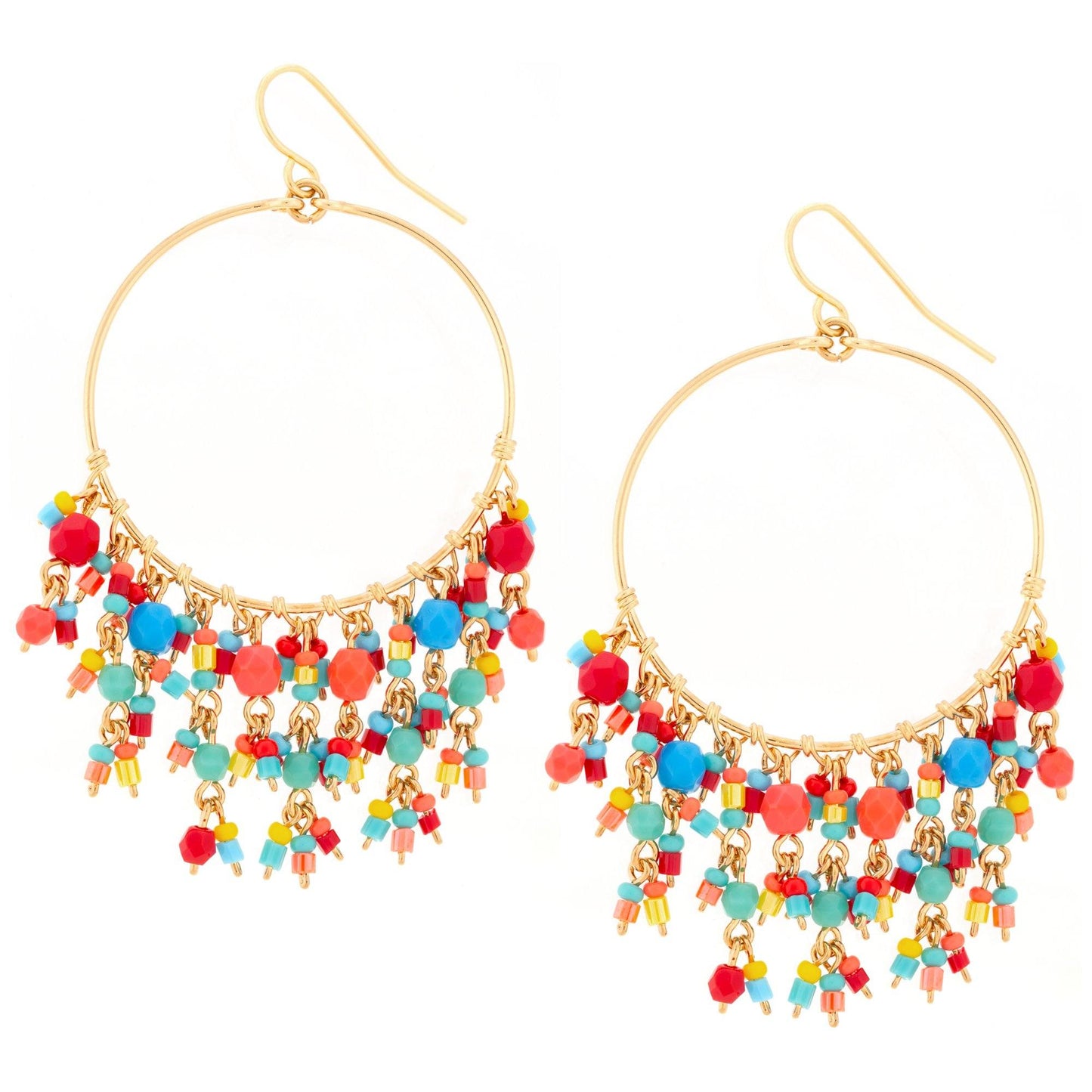 Dazzling Beaded Gold Hoop Earrings