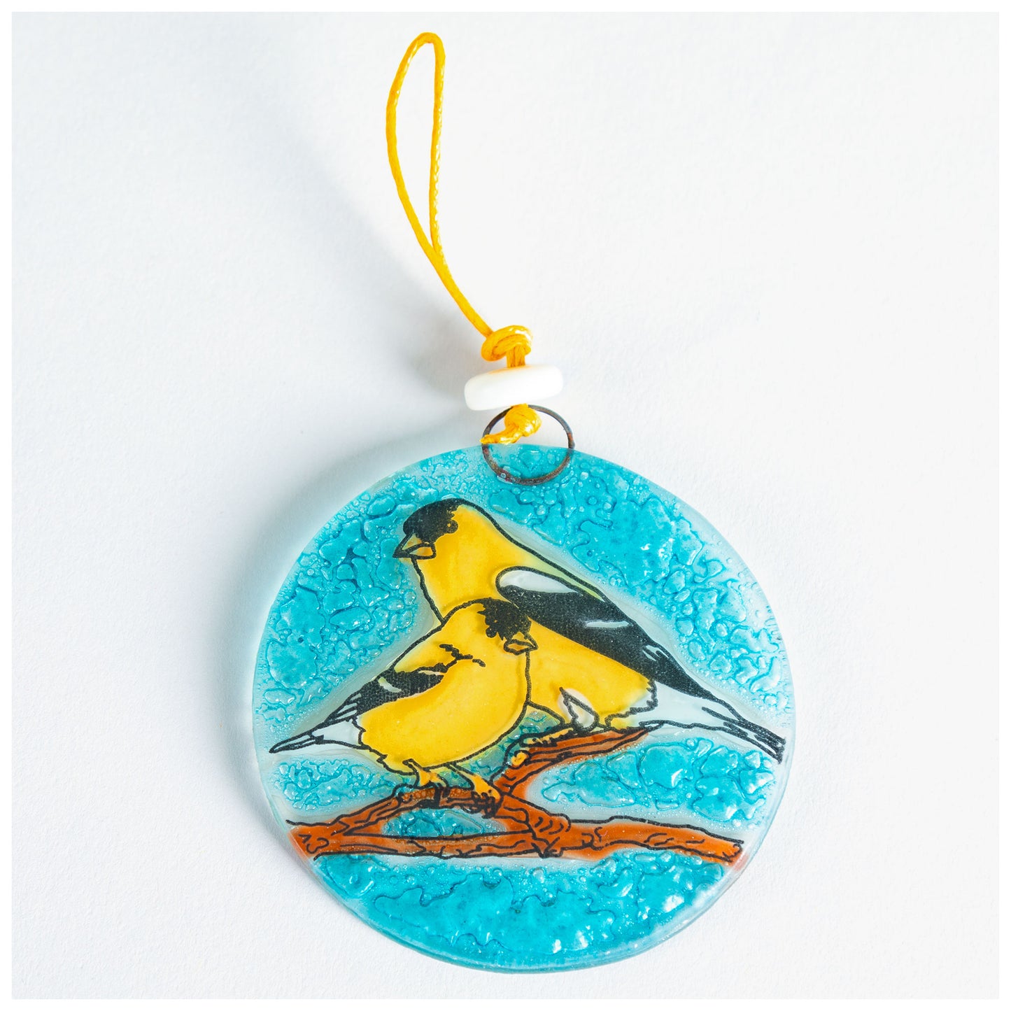 Feathered Friends Recycled Glass Ornament