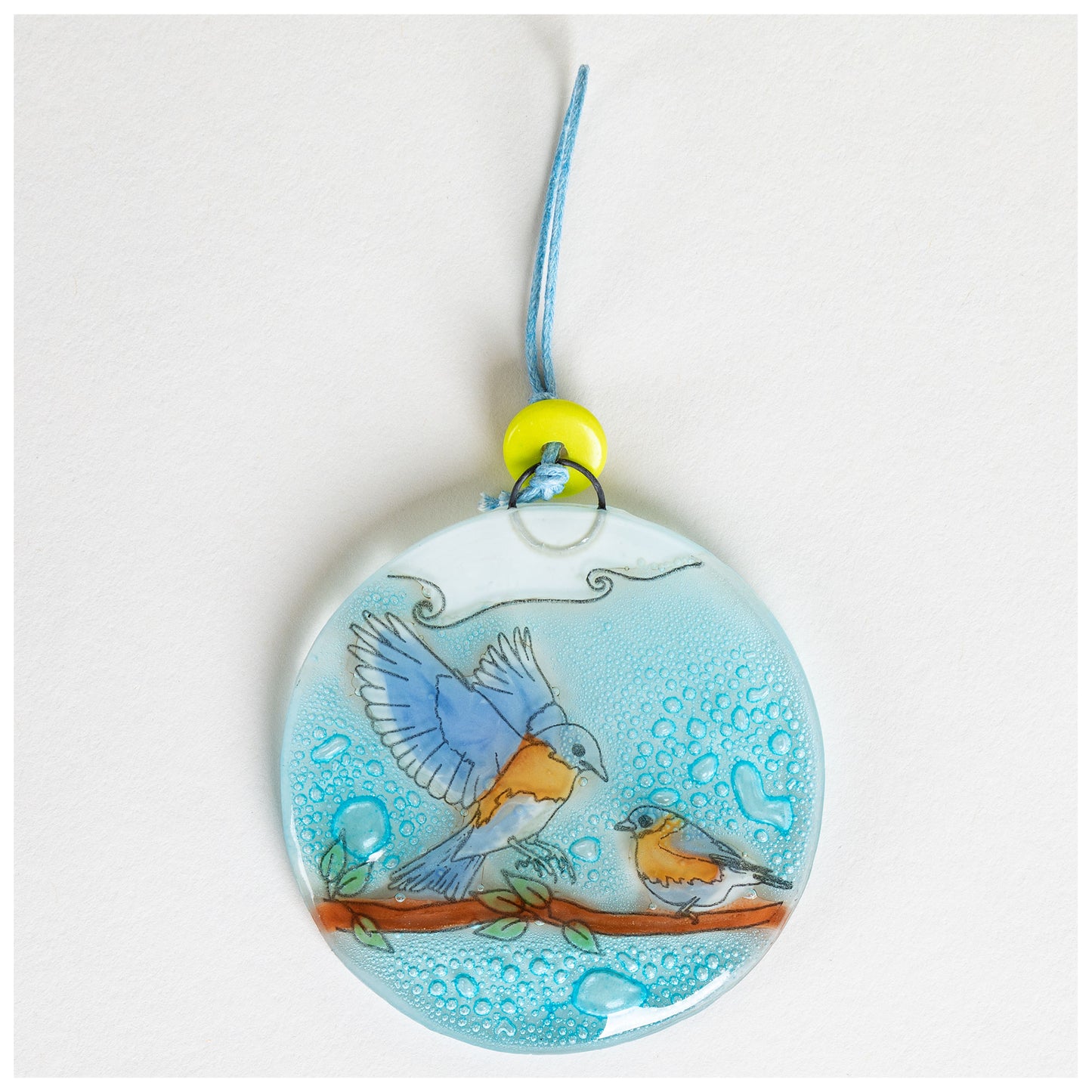 Feathered Friends Recycled Glass Ornament