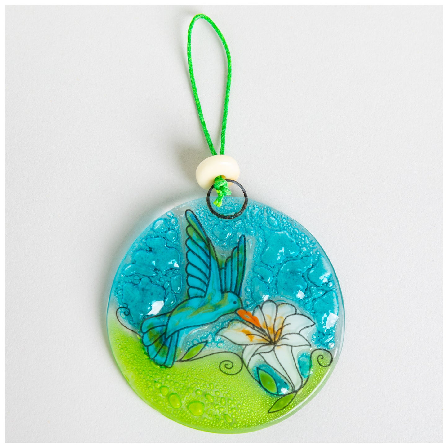 Feathered Friends Recycled Glass Ornament