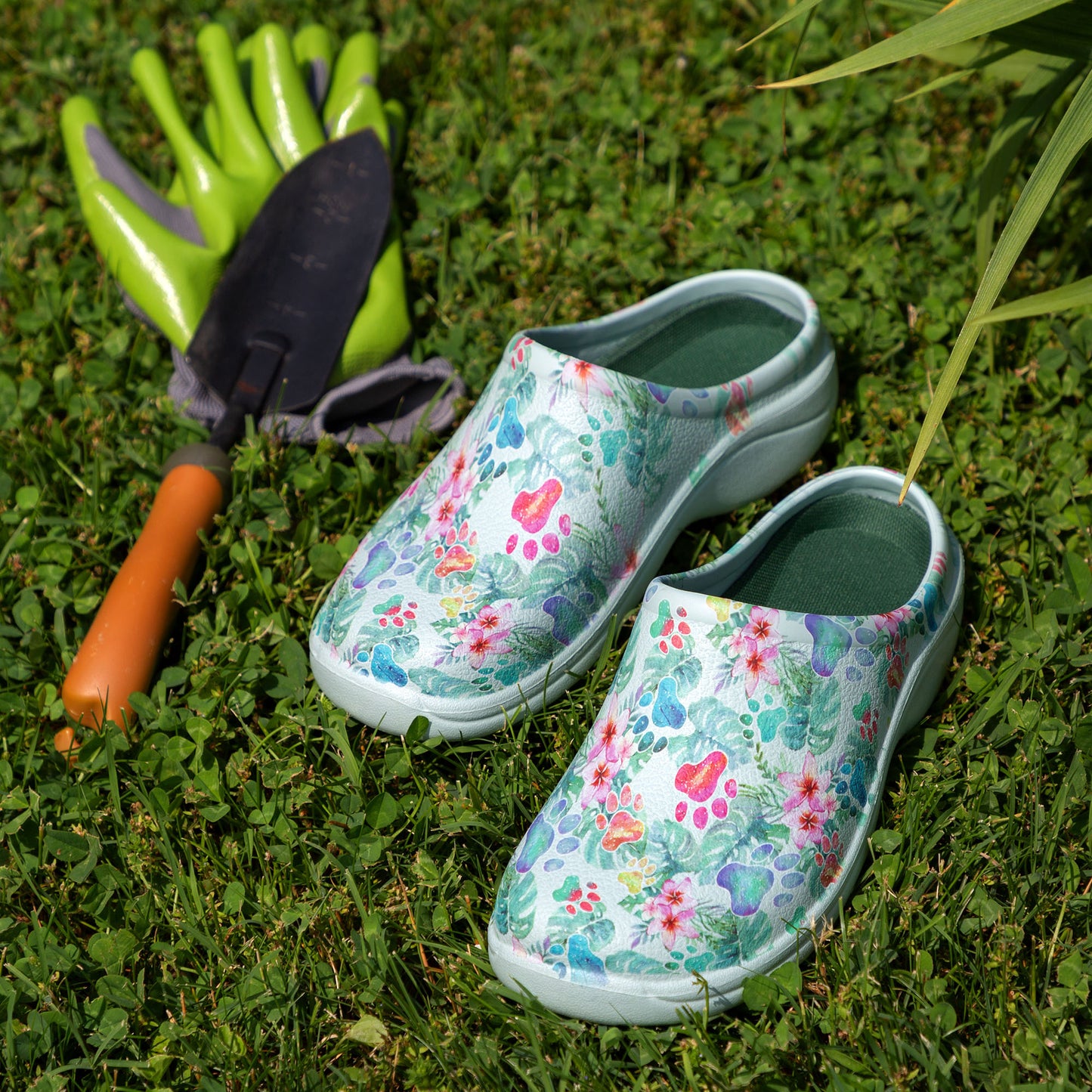 Paw Print Garden Clogs