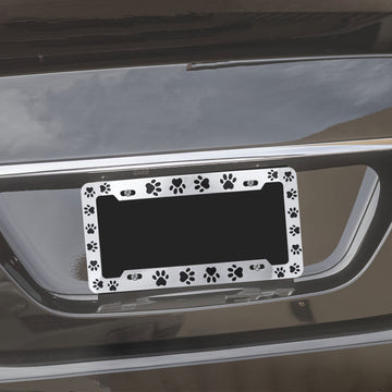 2 Designs Paw Print License Plate Frame