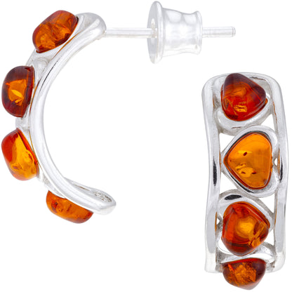 Sterling & Amber Multi Hearts Earrings