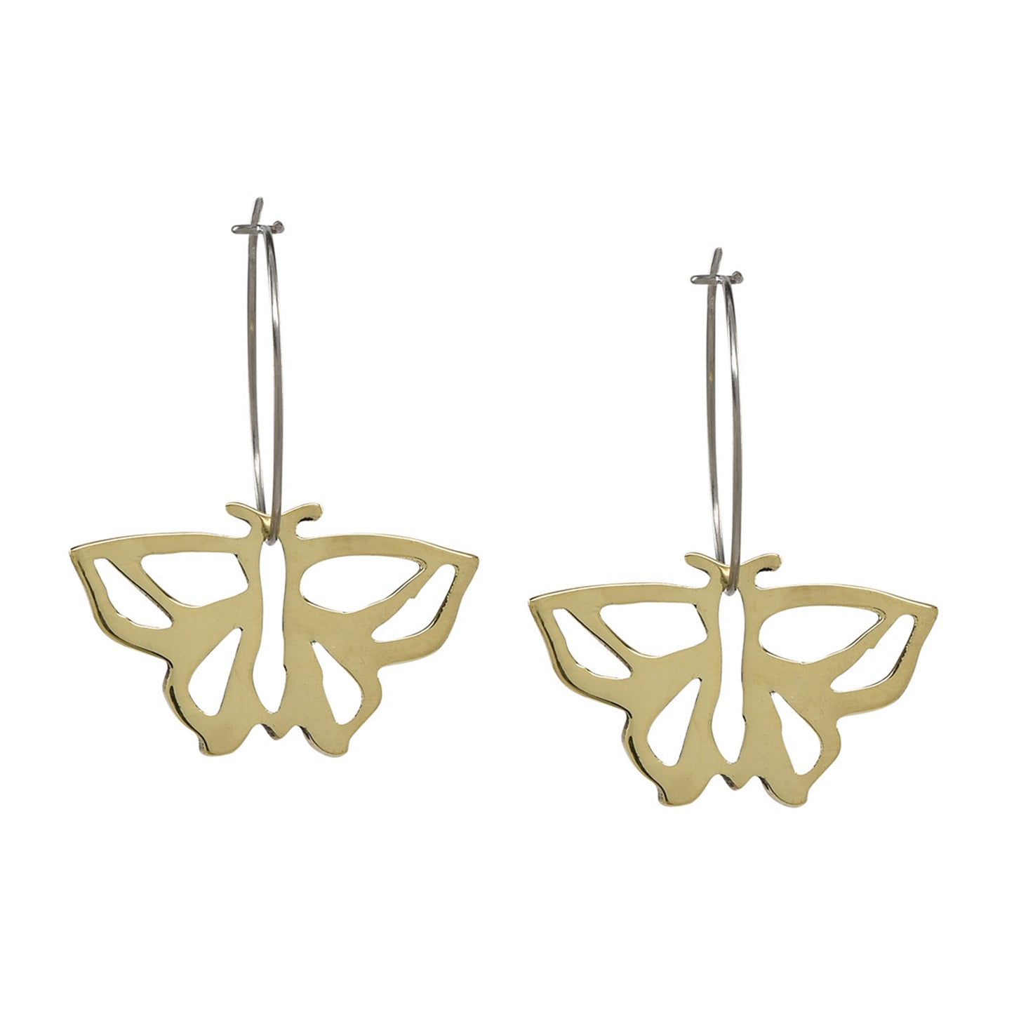 Mosaic Butterfly Brass Earrings