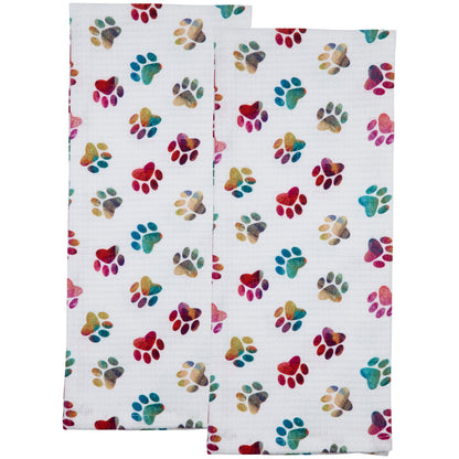 Rainbow Ombre Paws Kitchen Linens