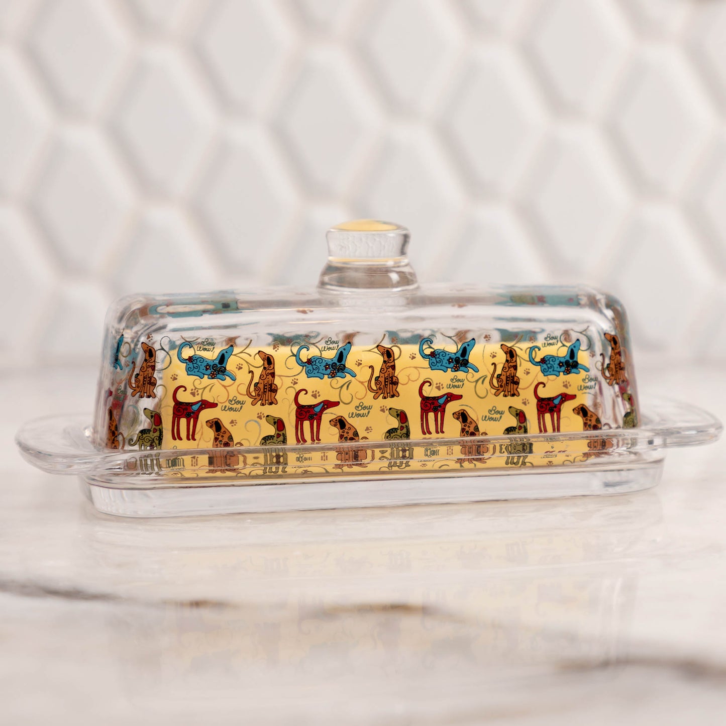 Festival Pet Glass Butter Dish