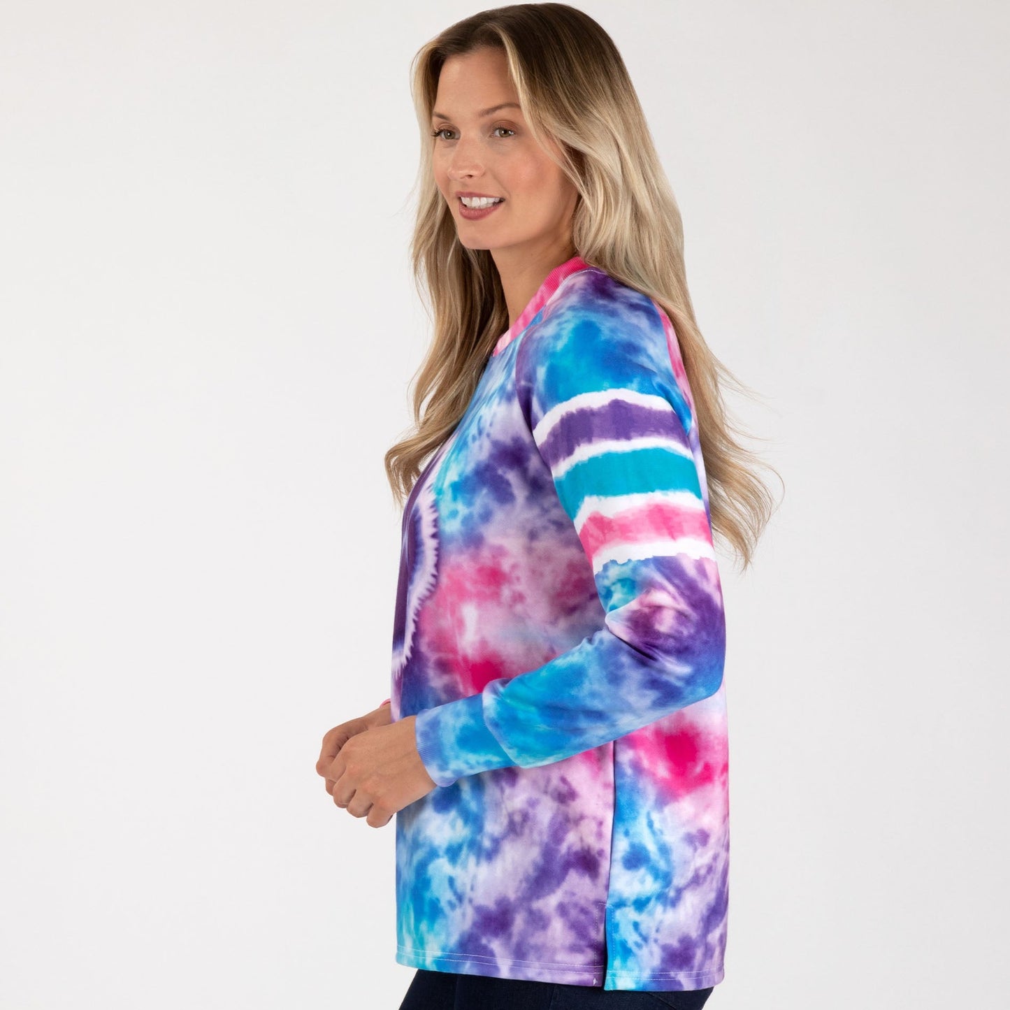 Paw Tie-Dye Stripe Lightweight Crew Sweatshirt