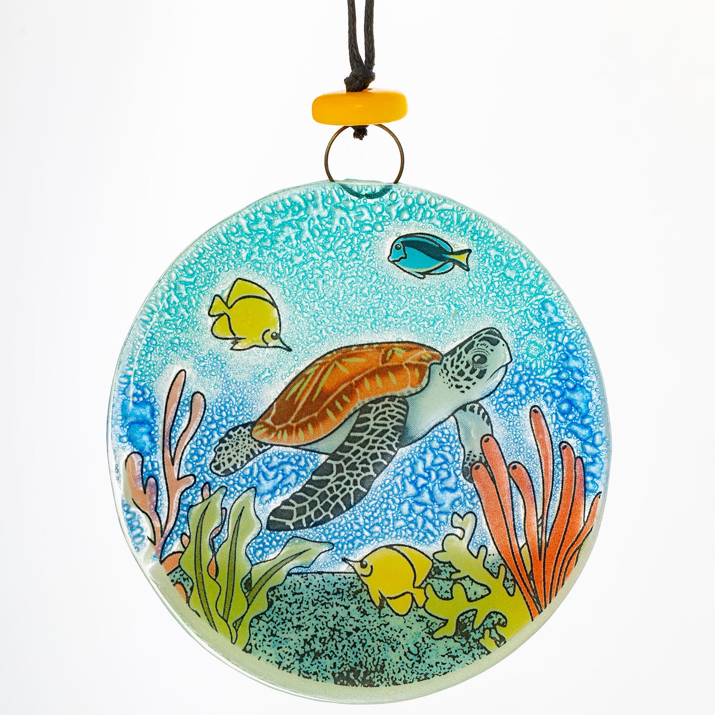 Serene Sea Turtle Recycled Glass Ornament