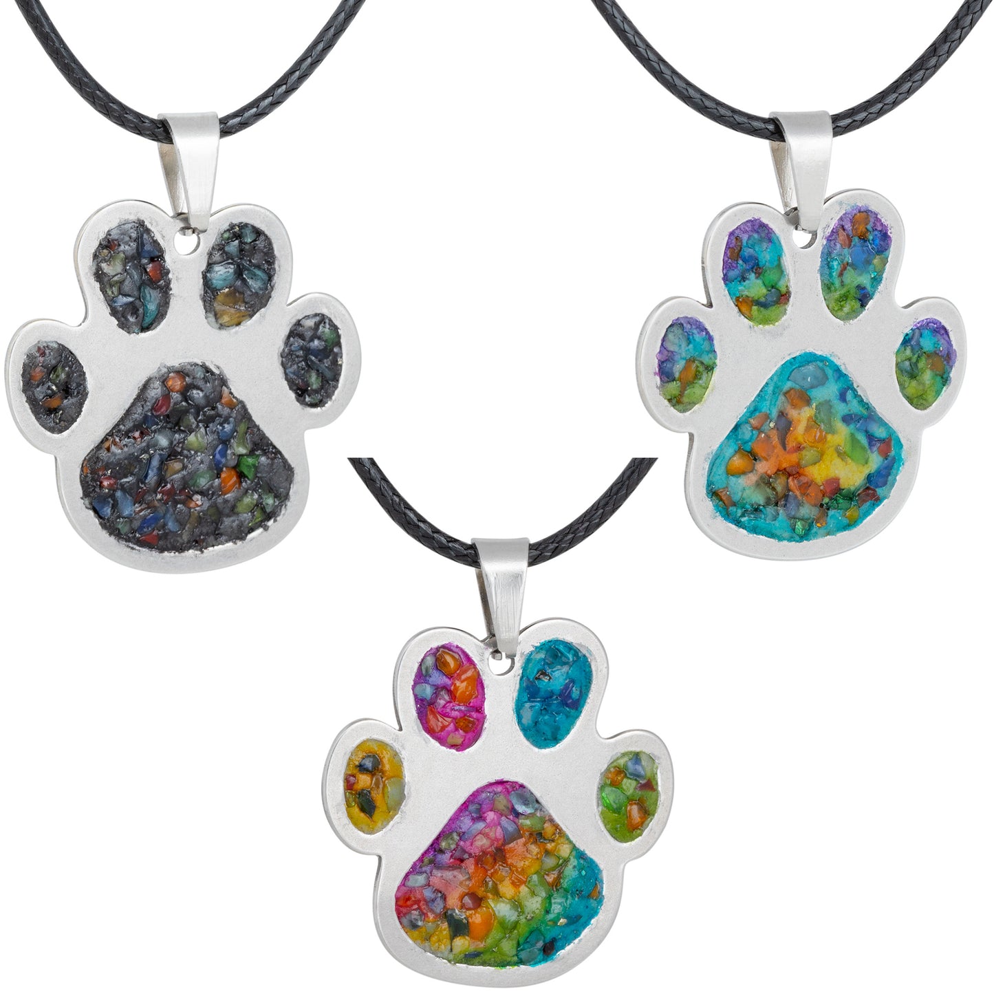 Paw Print Gemstone Array Necklace