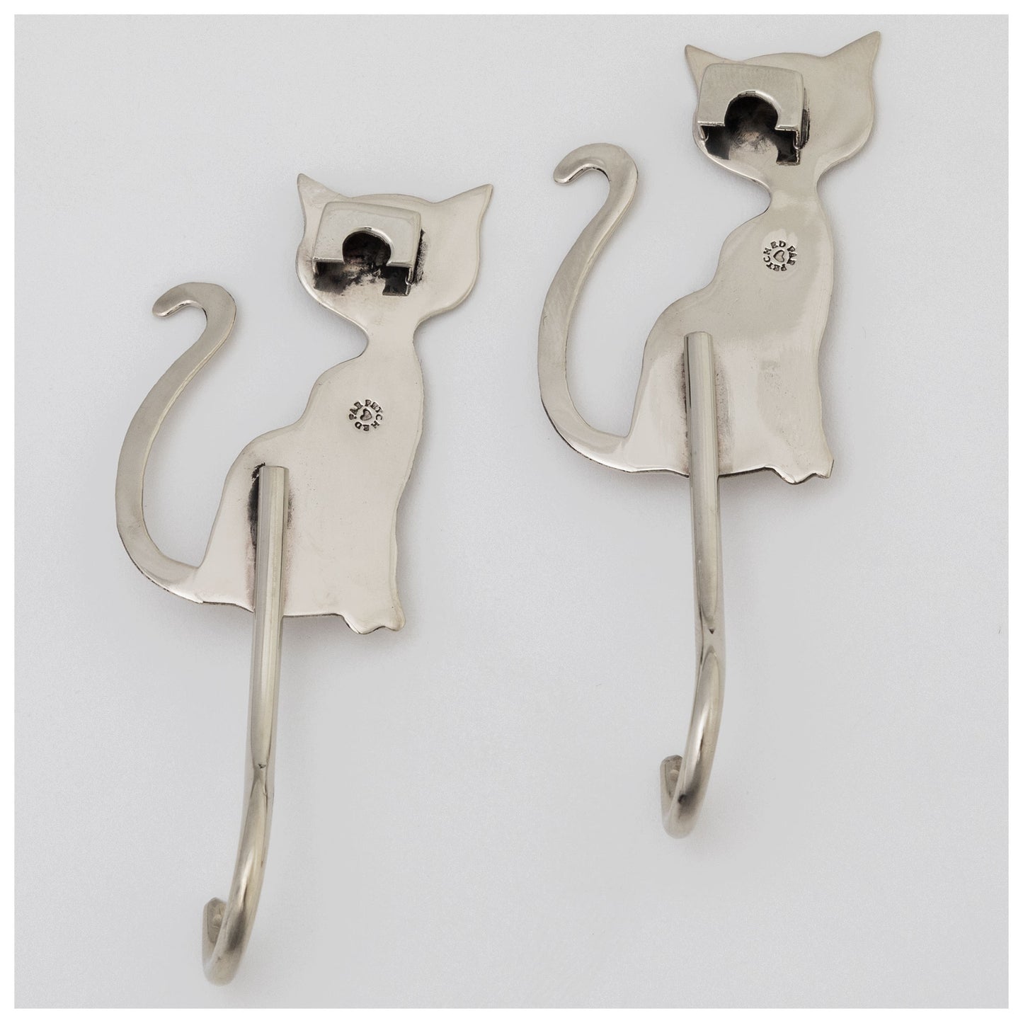 Sassy Cat Mixed Metal Wall Hook - Set of 2