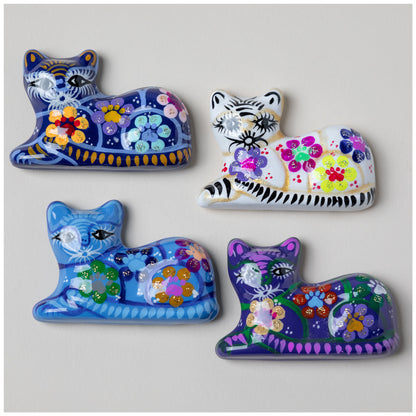 Hand-Painted Ceramic Cat Magnet