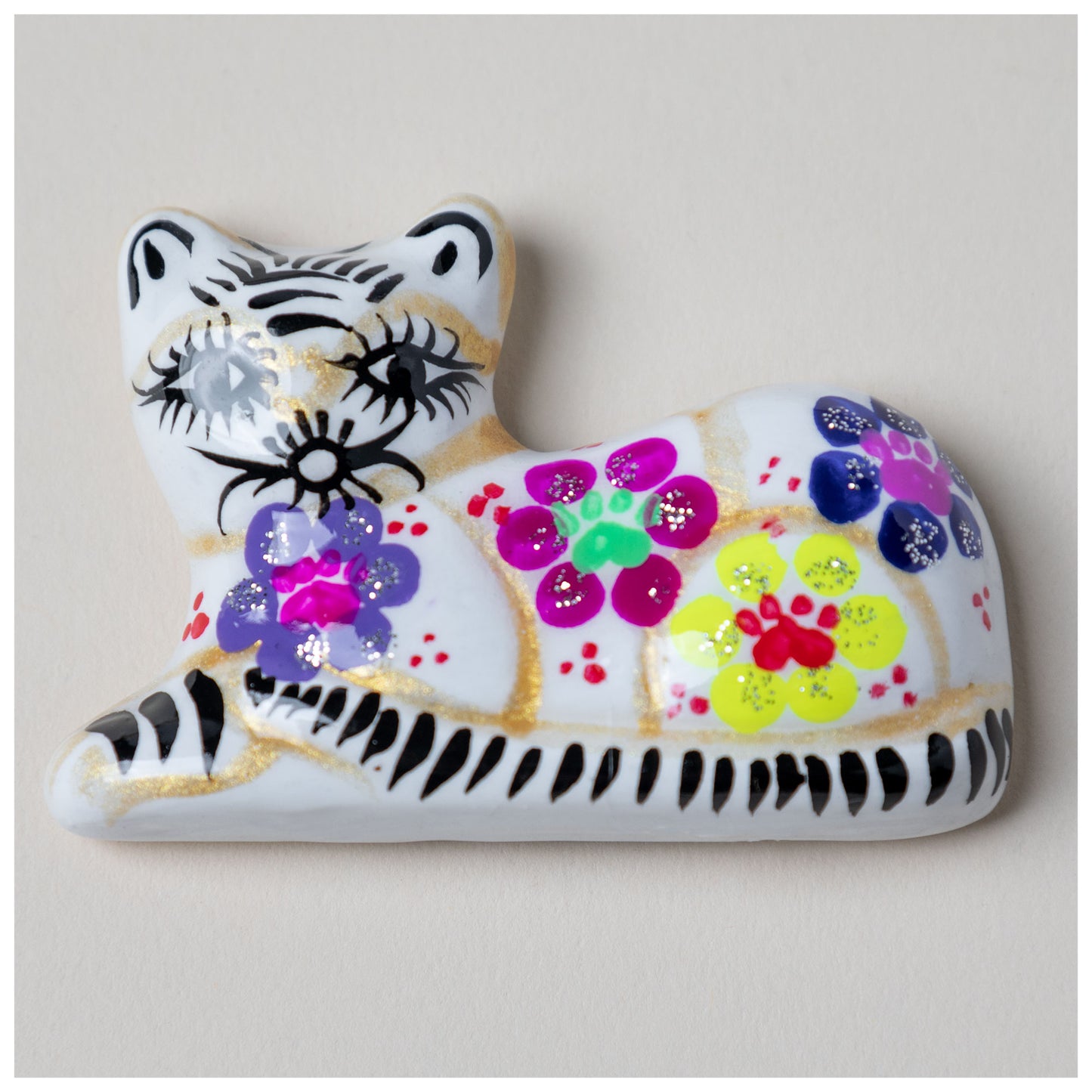 Hand-Painted Ceramic Cat Magnet