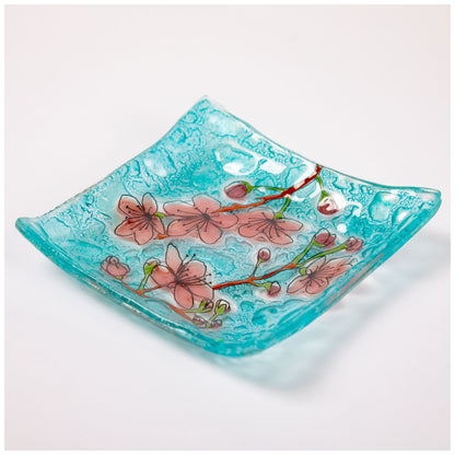 Hand Painted Flowers Recycled Glass Dish