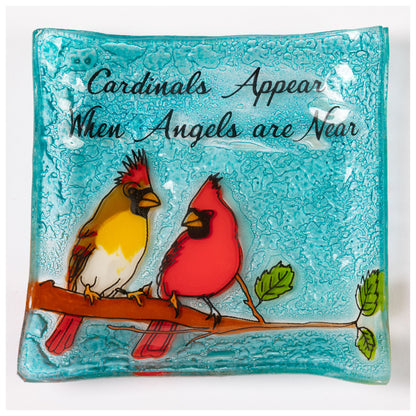 Birds Recycled Glass Square Dish