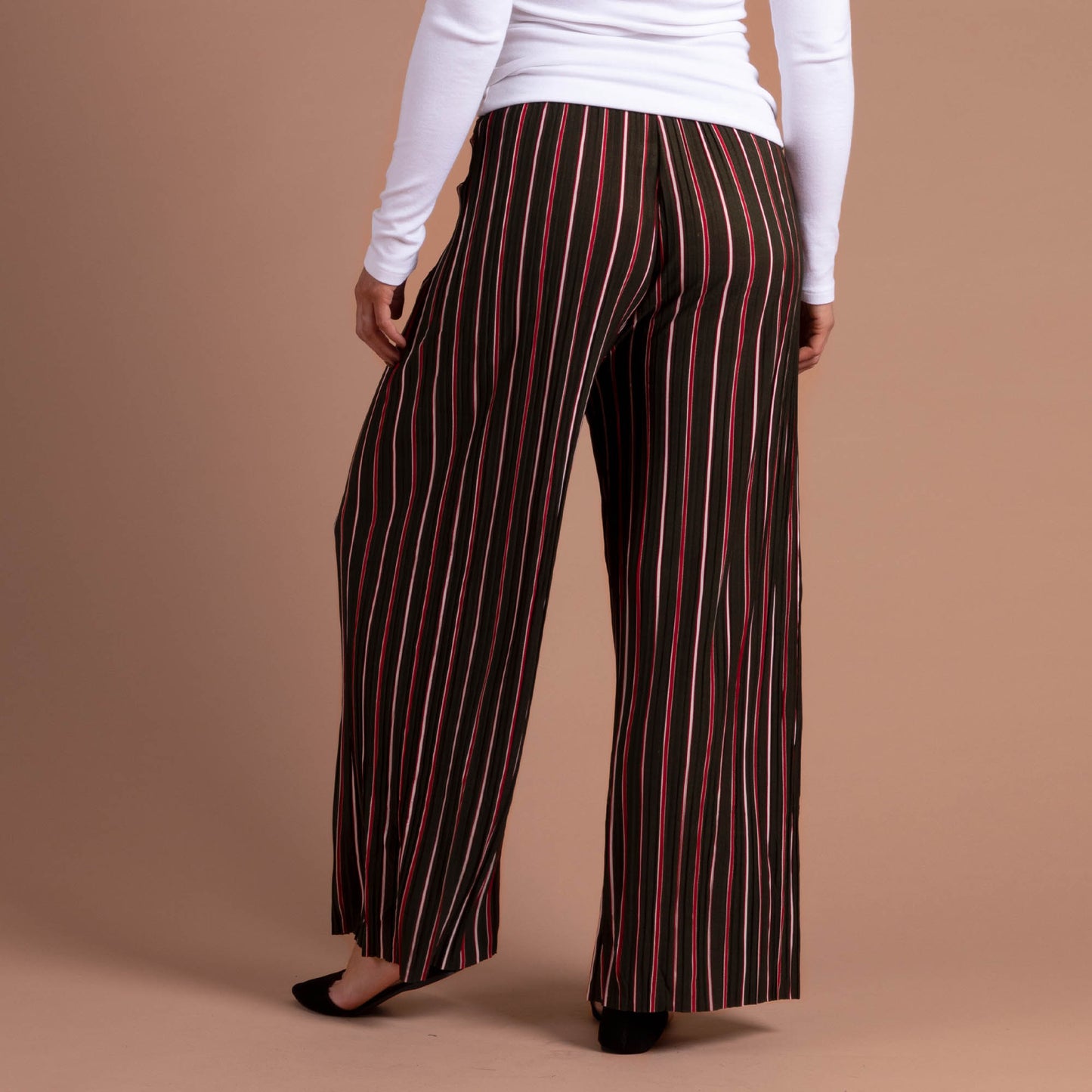 Striped Pleated Palazzo Wide Leg Pants