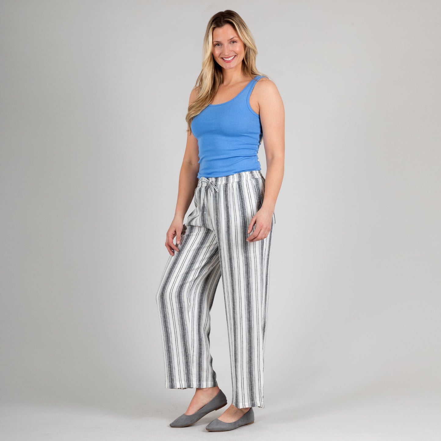 Women's Striped High-Rise Wide-Leg Pants